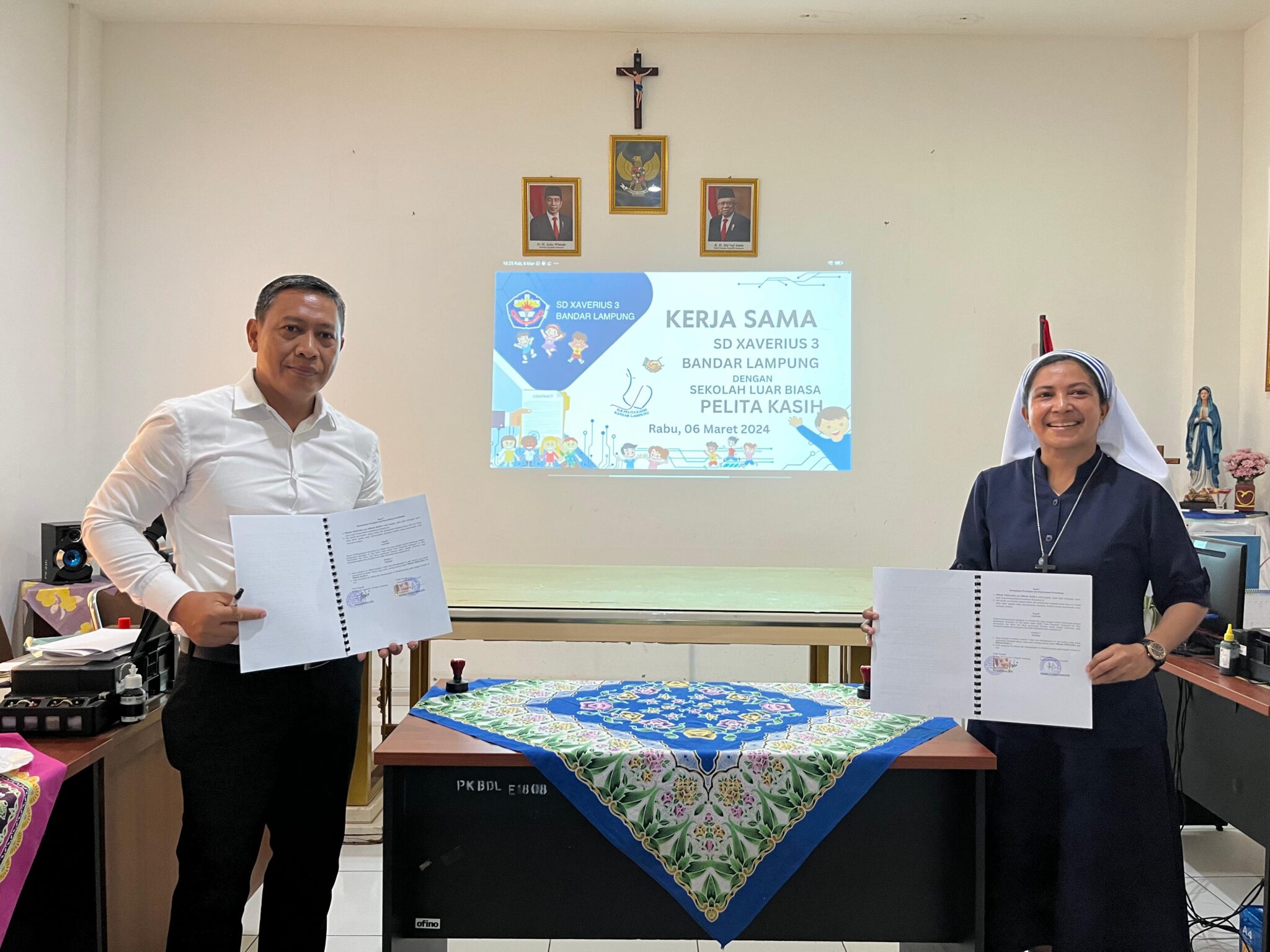 Perjanjian Kerjasama Pelatihan Penanganan ABK antara SD Xaverius 3 Bandar Lampung dan Sekolah Luar Biasa Pelita Kasih
